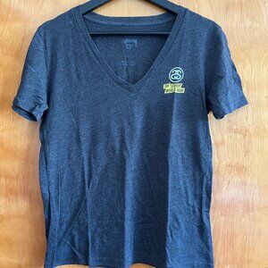 Stüssy Dark Grey V-Neck T-Shirt